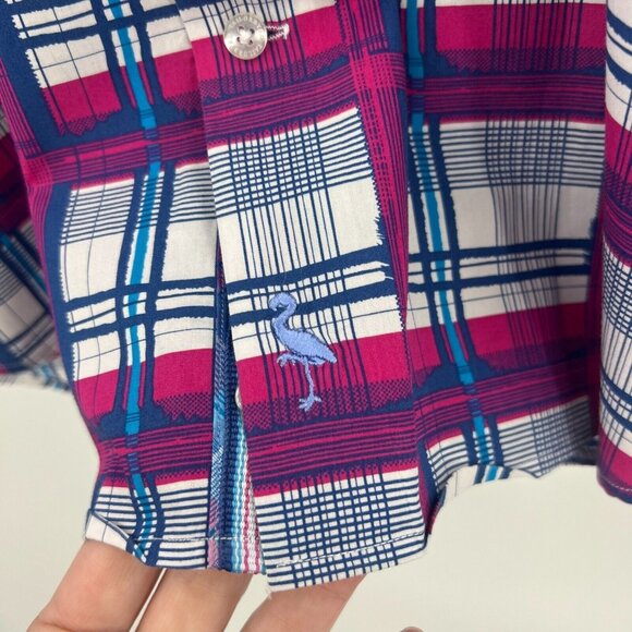 Tailorbyrd Collection 100% Cotton Pink Blue Check Button Front Shirt XL - Picture 3 of 5